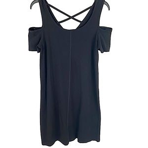 August Silk Black Knit Cold Shoulder A Line Dress Women’s Size Large